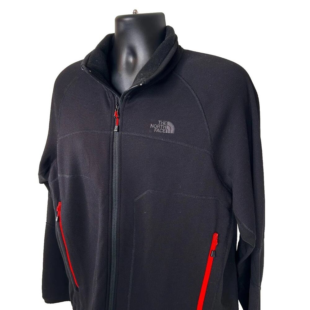 The North Face Men's Stealth Byron Full Zip Fleece Jacket Black and Red Size XL